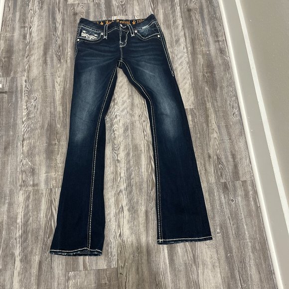 Rock Revival Jeans Womens Size 26 Dark Denim Janet Boot Cut - Picture 5 of 5